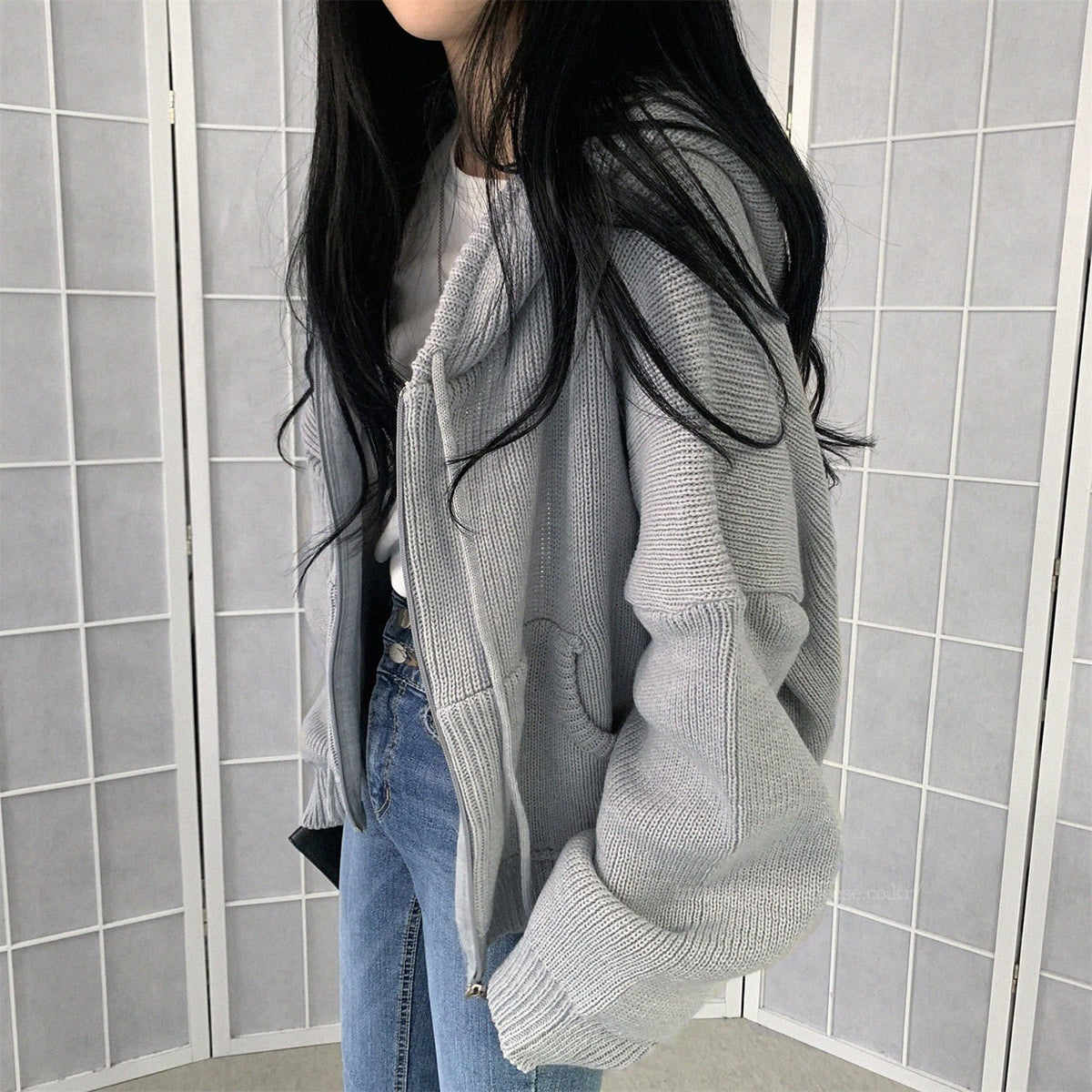 【outer】ファスナーニットカーデ　M26115