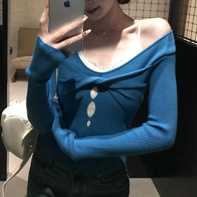 【tops】カットワークニットトップス　M28863