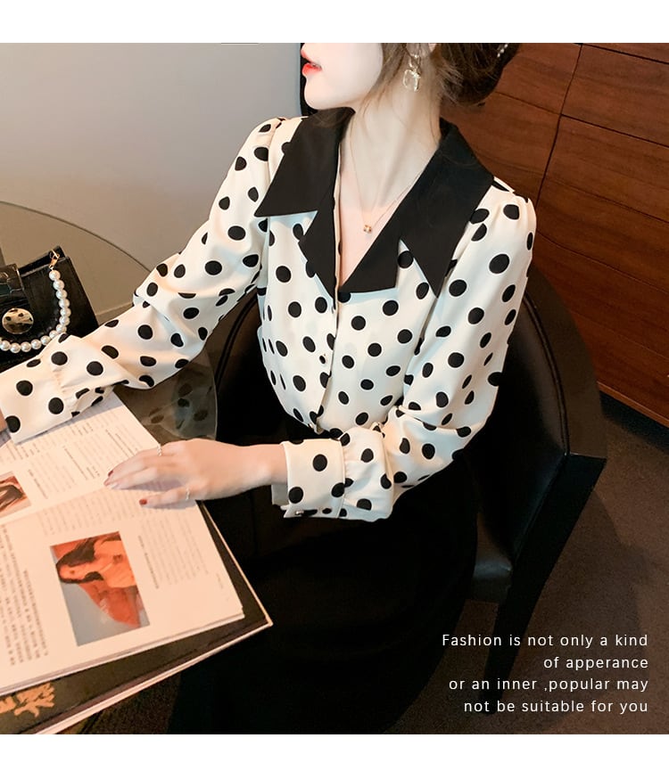 【tops】ドット柄シャツトップス　M25272