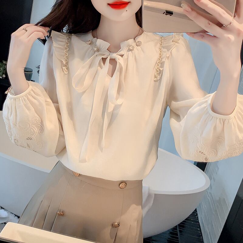 【tops】リボン付きブラウス　M29118