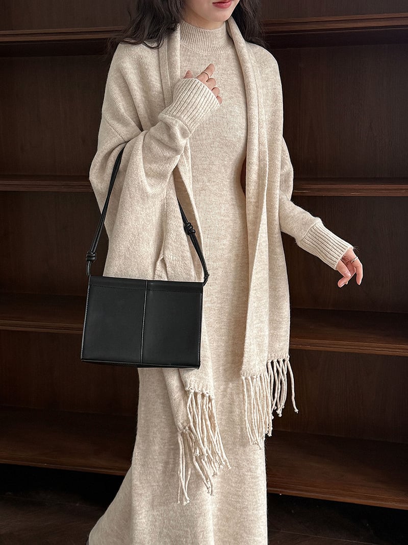 【set】ストール×ノースリーブニットワンピースセット　N3472