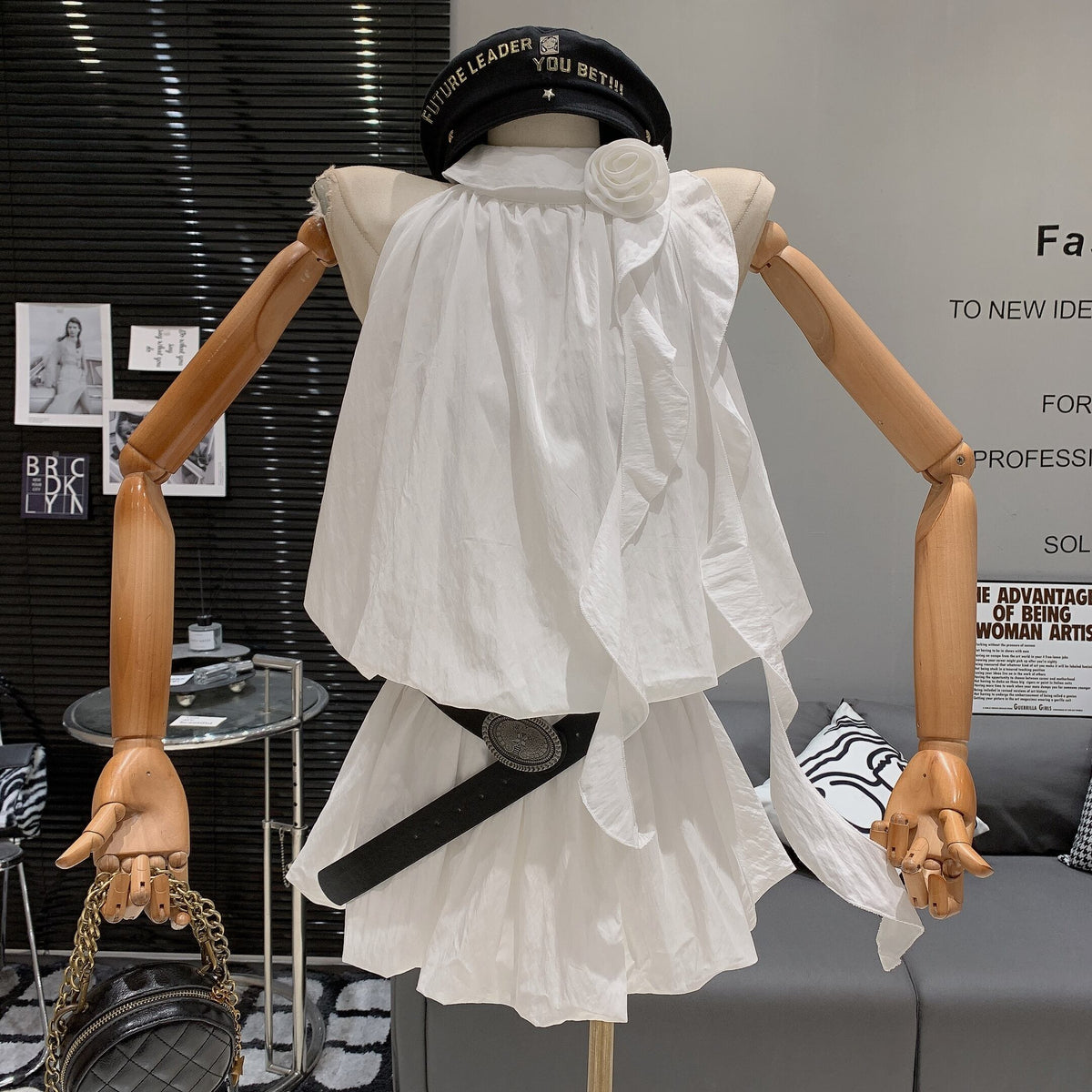 【dress】立体フラワーワンピースベルト付き　M25012