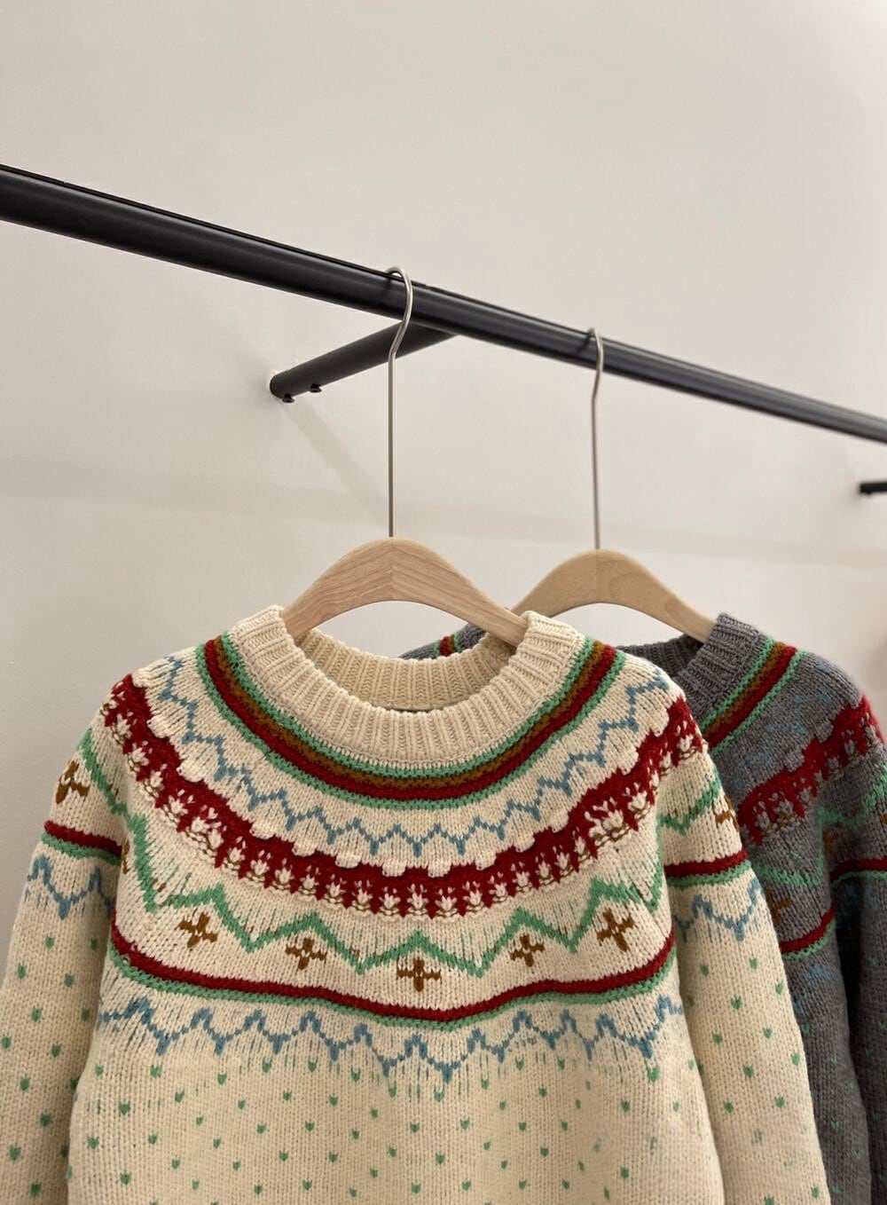 【tops】ジャカードニットセーター　M27107