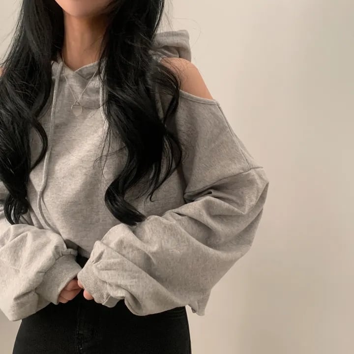 【tops】オフショルダーフーディーパーカー　M18906