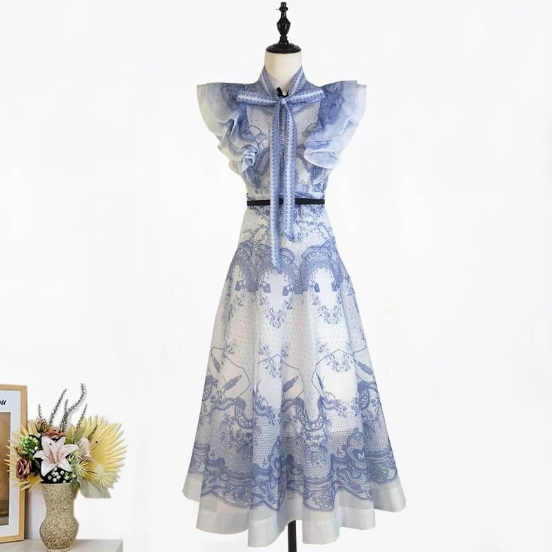 【set】フリルブラウス×ロングスカートセット     N3073