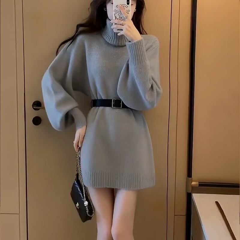 【dress】ハイネックニットワンピース Q7554
