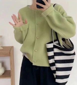 【outer】クルーネックニットカーデ　M25943