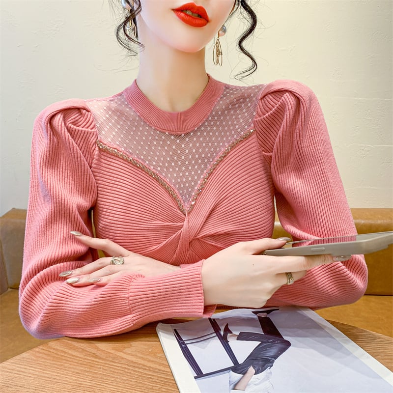 【tops】ビジュードッキングニットトップス　M27771