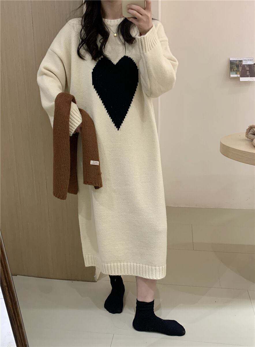【dress】ハート柄ニットワンピース 　N2240