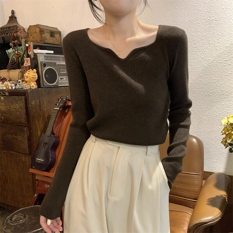 【tops】Vネックニットトップス　M18569