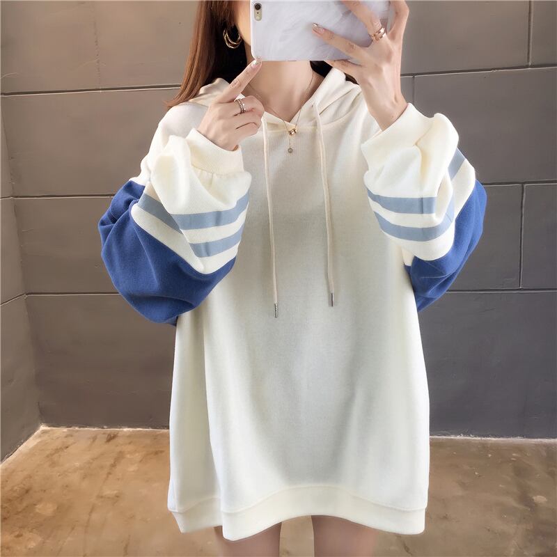 【tops】必ず目を引くフード付き長袖配色秋新作3色カジュアルゆったり着回しパーカーF0721