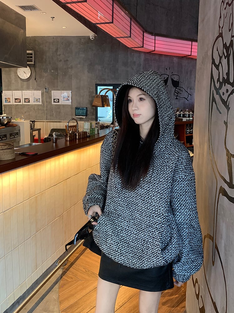 【tops】フード付き厚手パーカーG19985