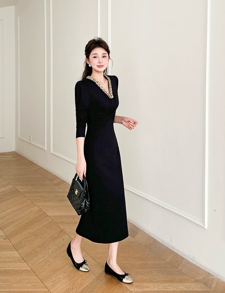 【dress】スパンコール付きワンピース Q7039
