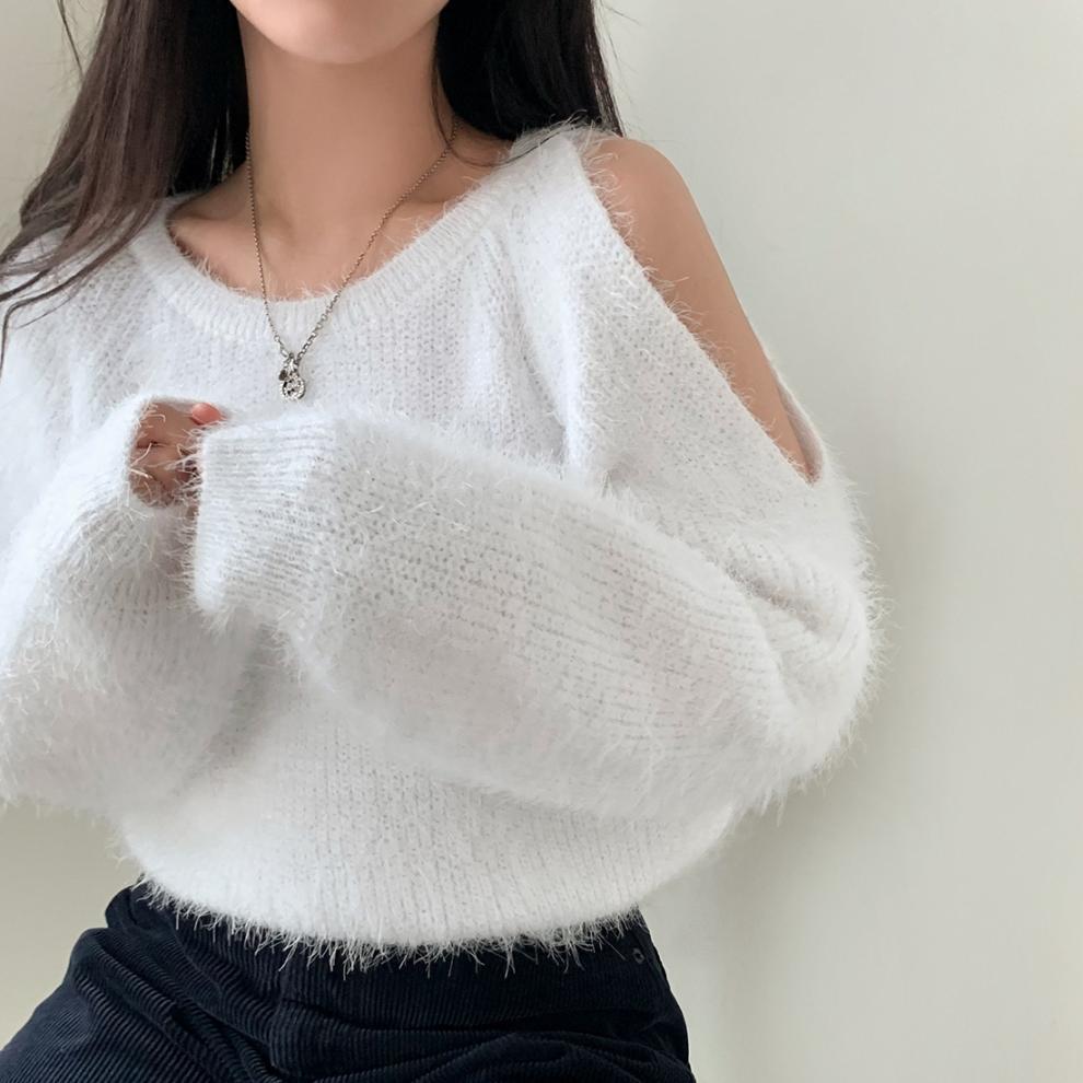 【tops】オフショルダーニットセーター　M26349