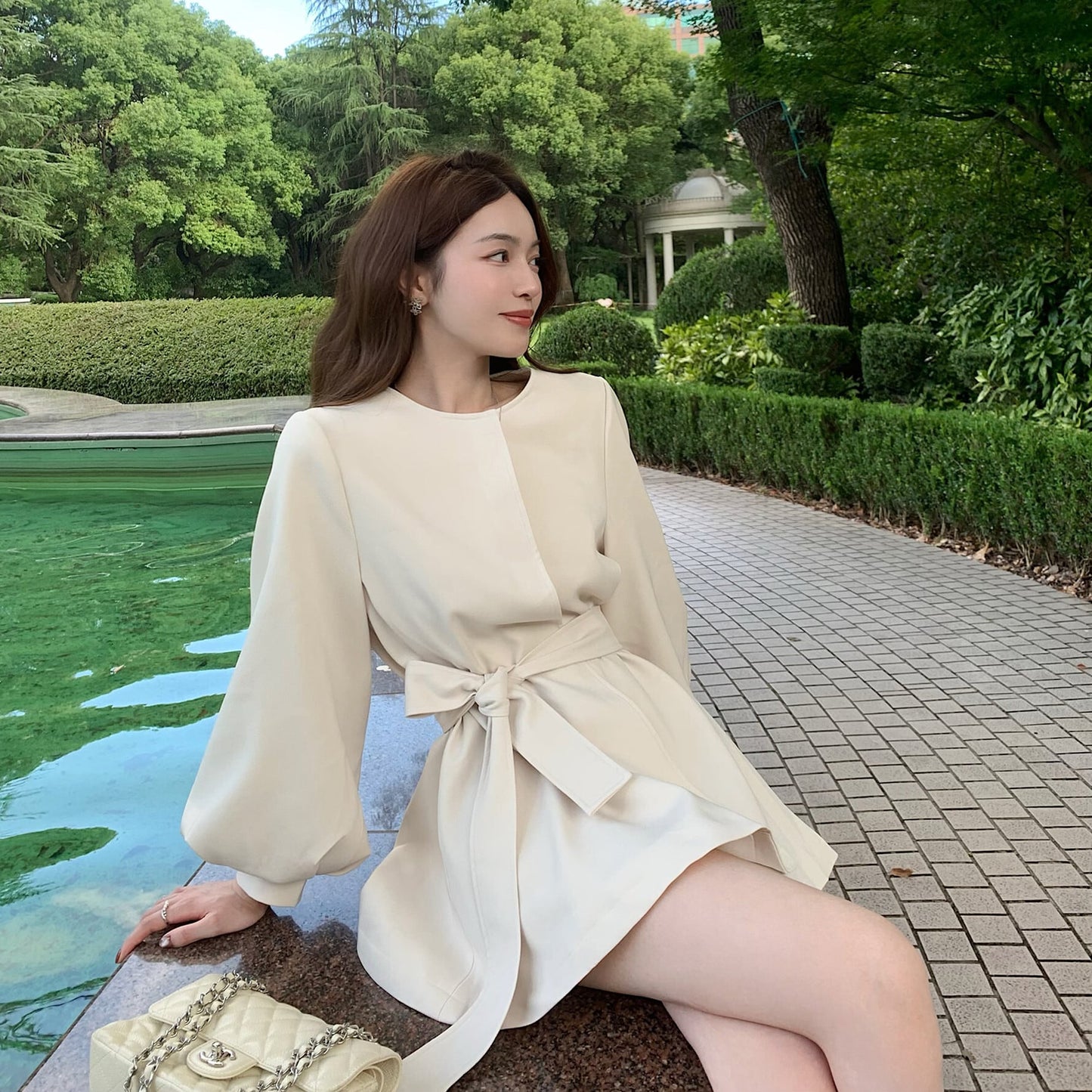 【dress】2WAYノーカラーミニワンピース　N3327