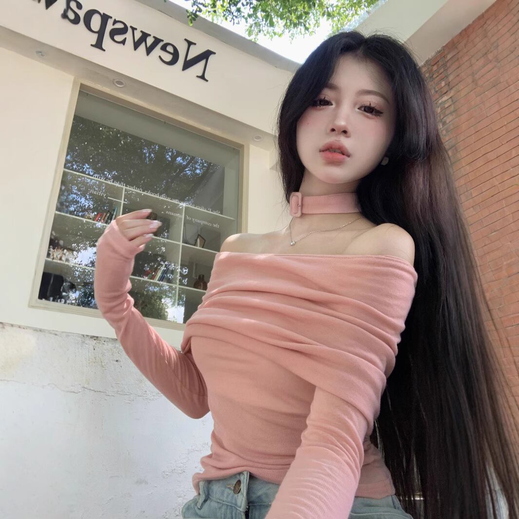 【tops】オフショルダーニットトップス　M28638