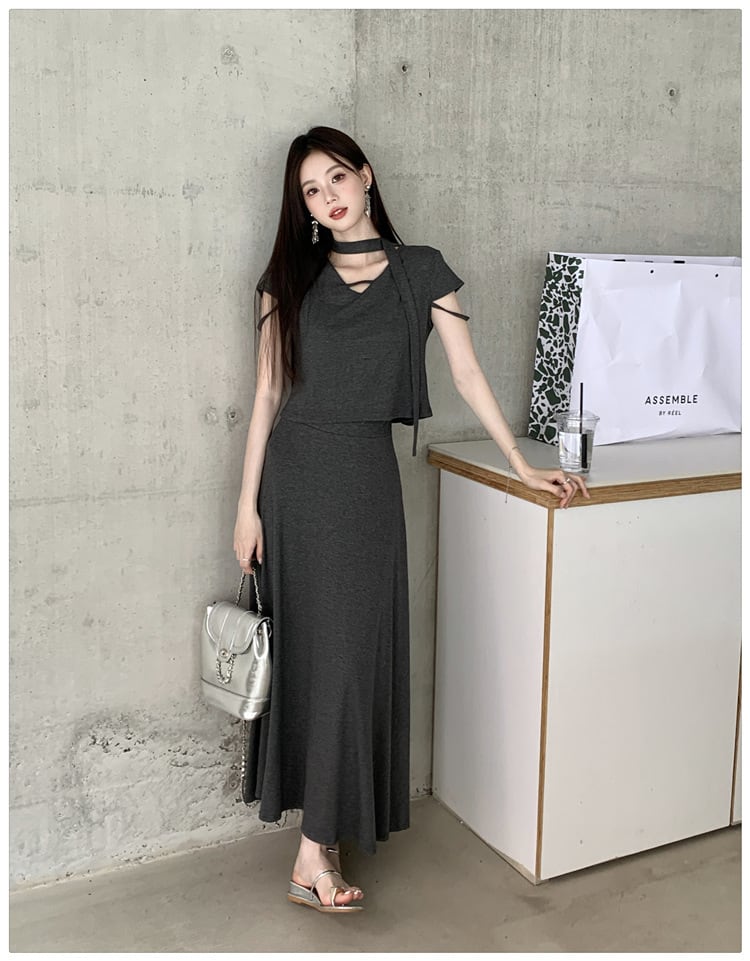 【set】Tシャツ×ロングスカートセット　M24192