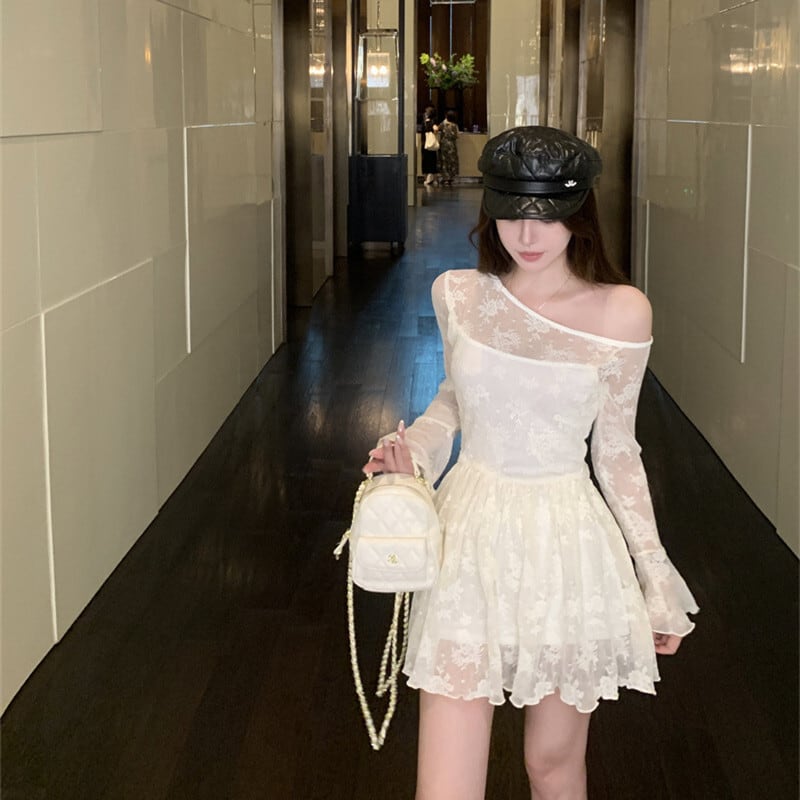【dress】レース切り替えワンピース　M29873