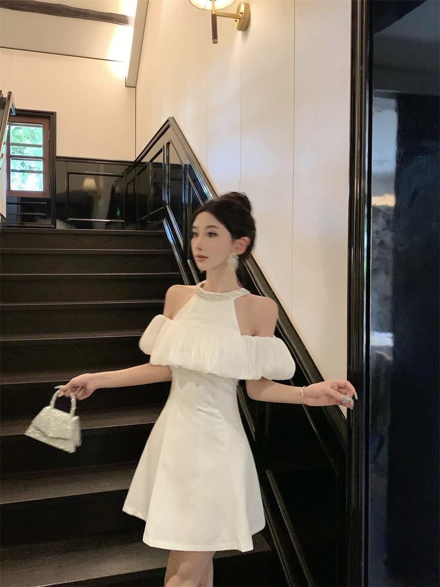 【dress】ビジューオフショルダーワンピース　M24300