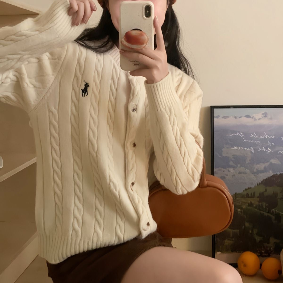 【outer】ポロカラーニットカーディガンF8142