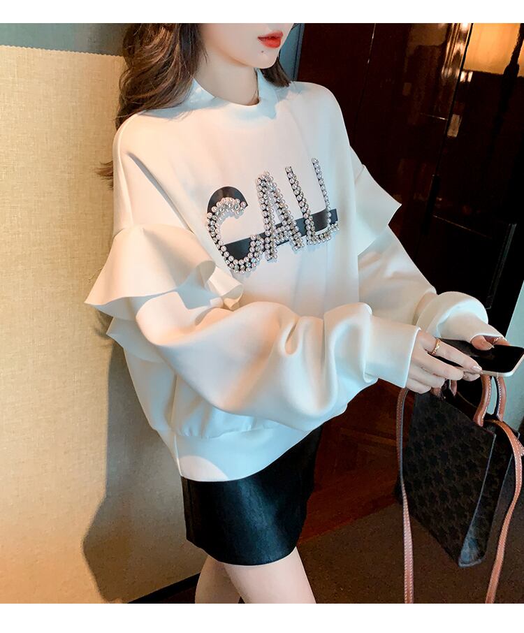 【tops】女性力を高める〜!スウィートルーズオシャレゆったりデザイン厚手パーカー G5473