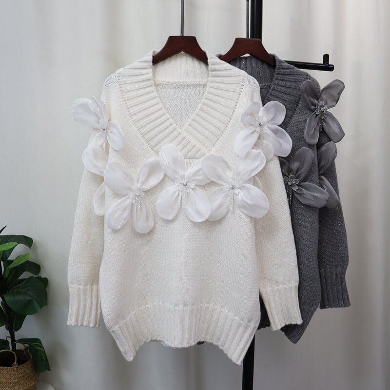 【tops】立体フラワーニットセーター　M27590