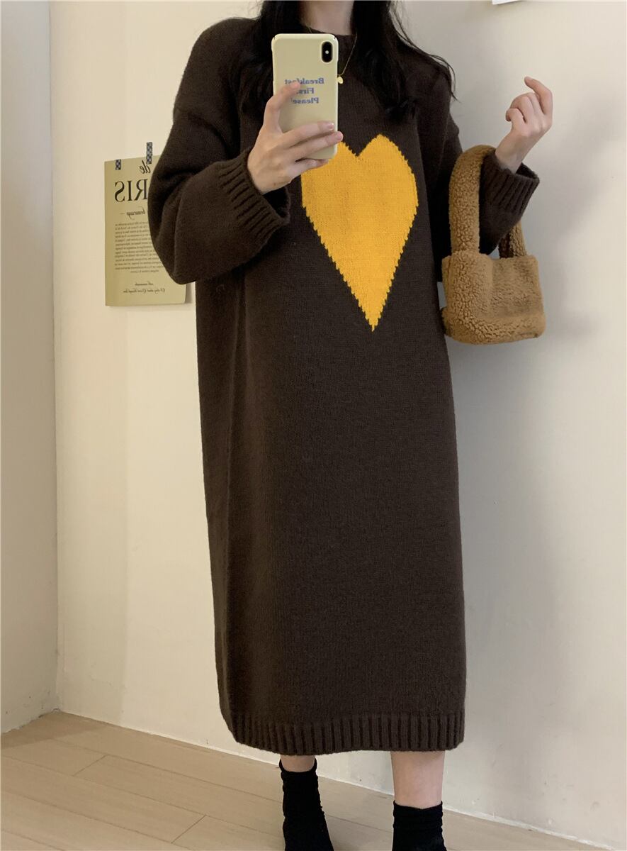【dress】ハート柄ニットワンピース 　N2240