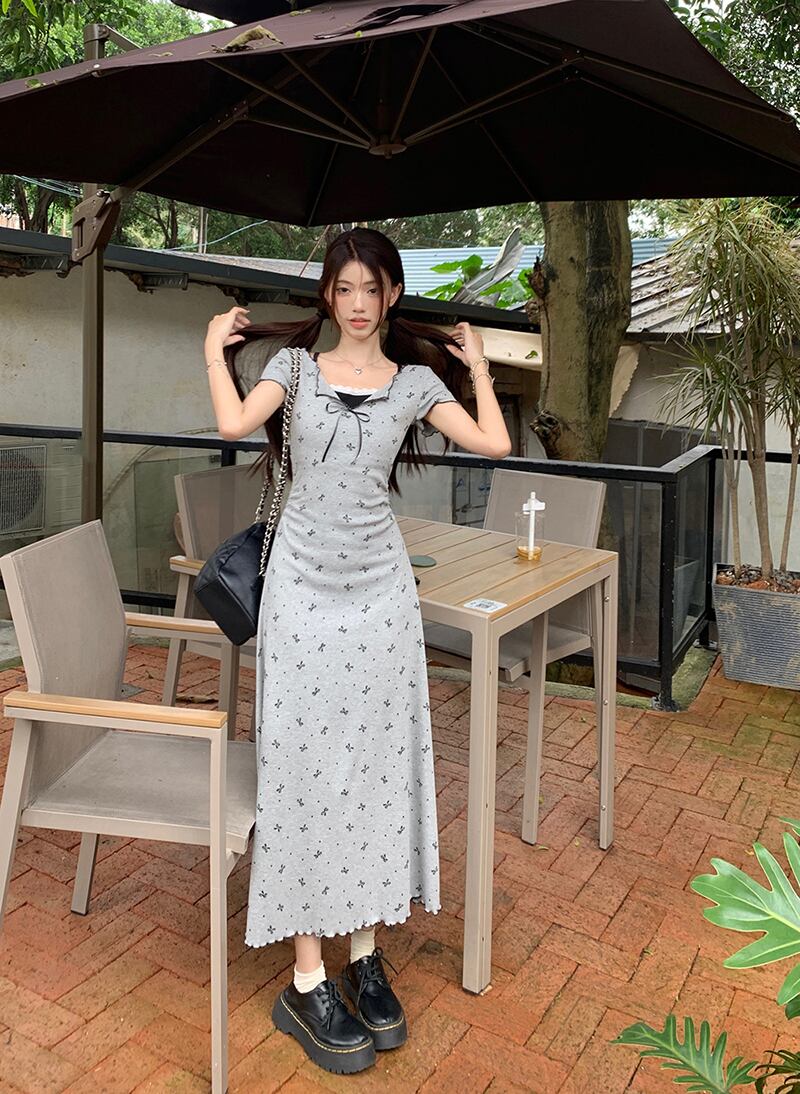 【dress】偽二つ切り替えリボンワンピース G21368