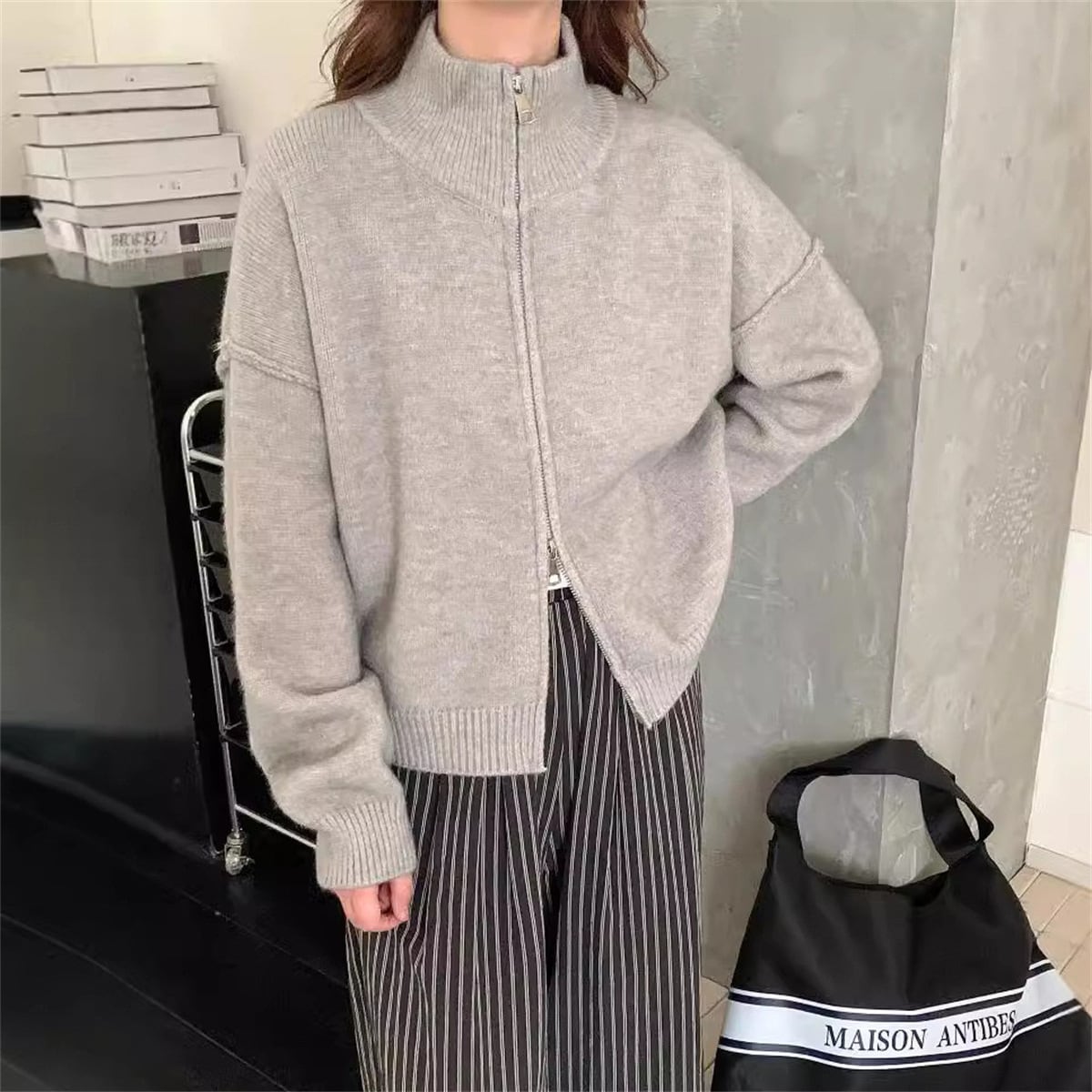 【outer】Wジップニットカーデ　M25985