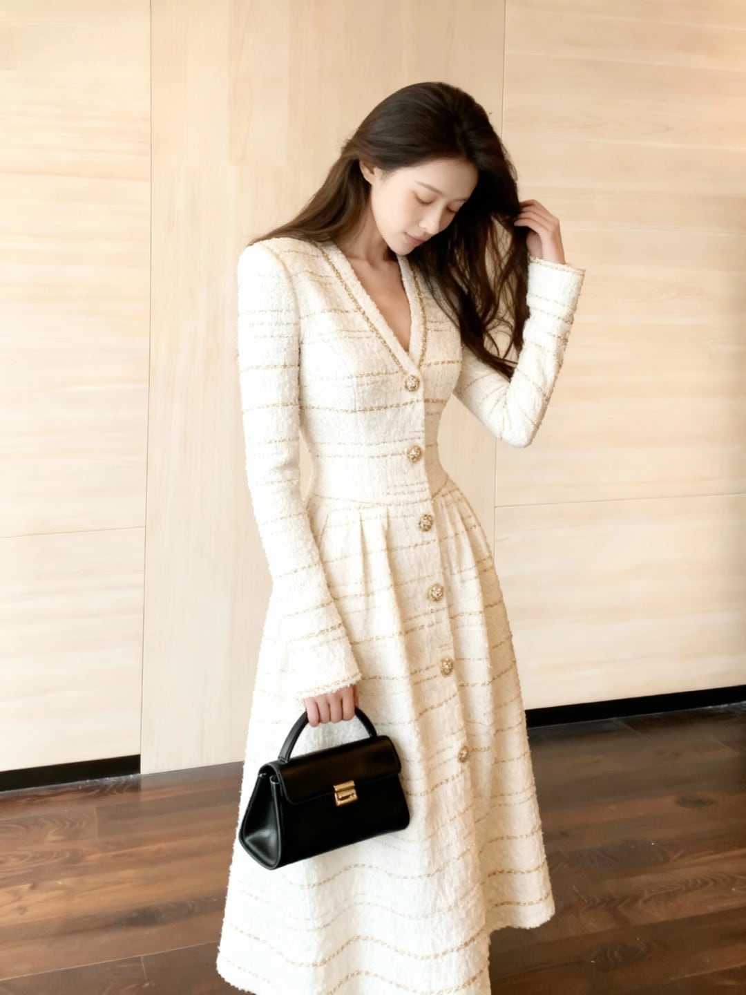 【dress】Vネックロングワンピース Q7550