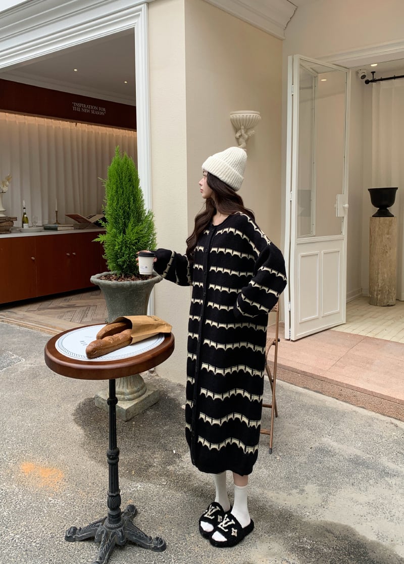 【dress】ボーダー柄ニットワンピース　M28377