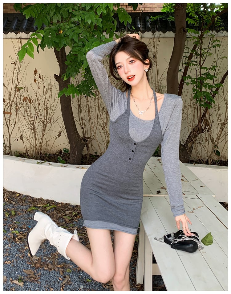 【dress】切り替えニットワンピース　M27072