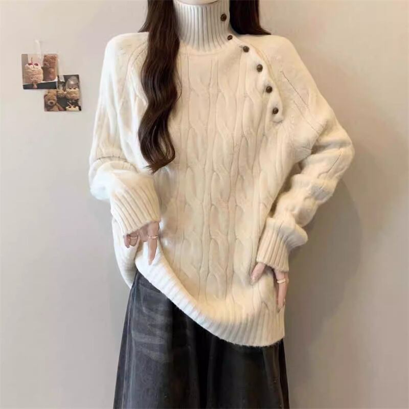 【tops】ハイネックニットトップス Q7314