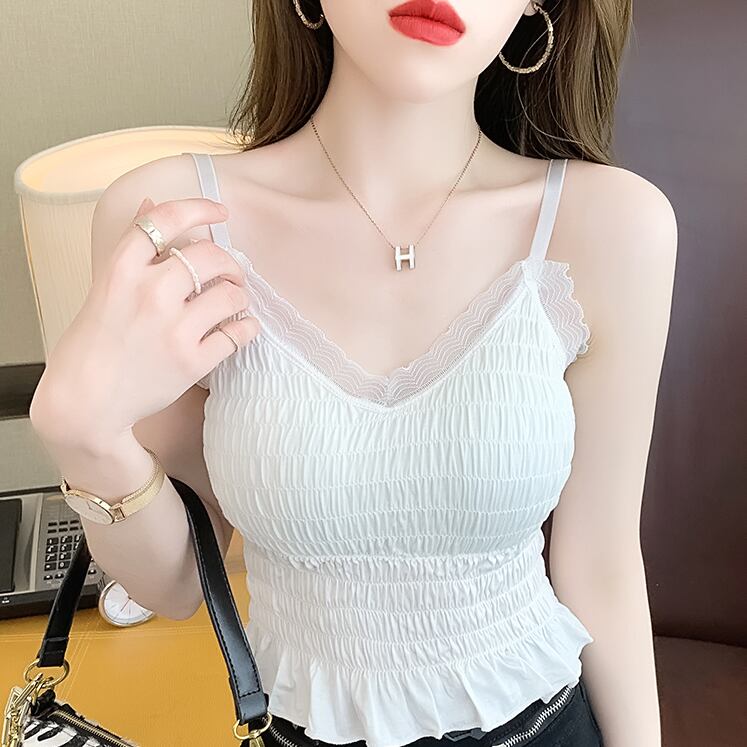 【tops】韓国ファッションおしゃれ可愛いカップ付きインナー楽盛りブラキャミF0192