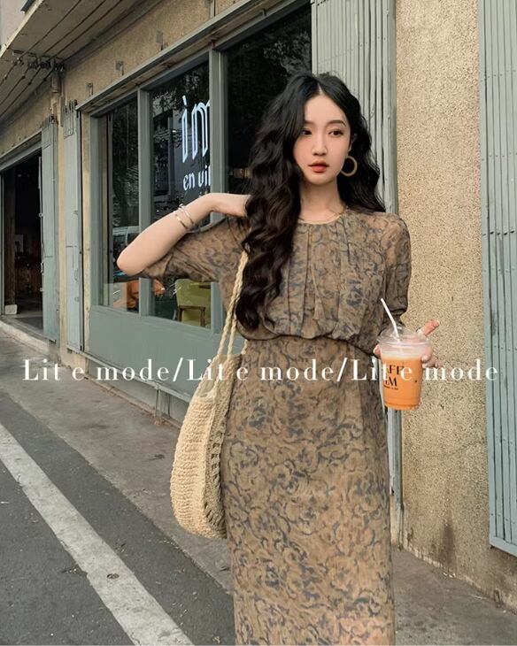 【dress】シンプルプリントワンピース G21094