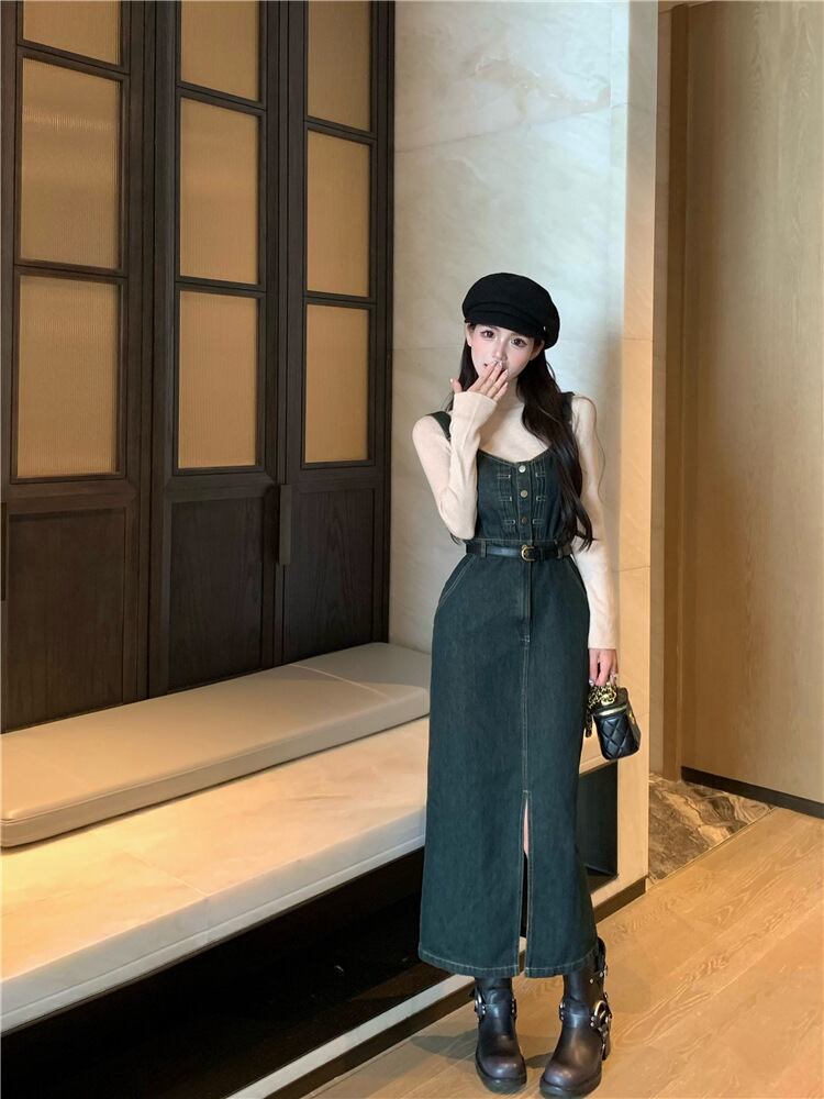 【dress】サロペットデニムワンピース　M27988