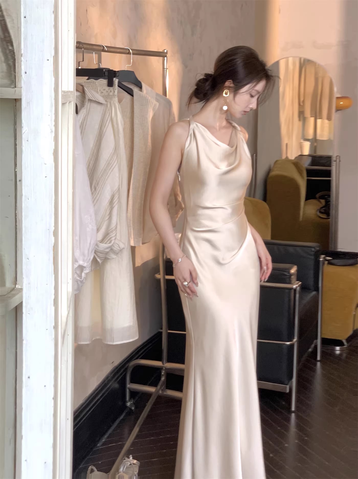 【dress】ノースリーブロングワンピース Q7983