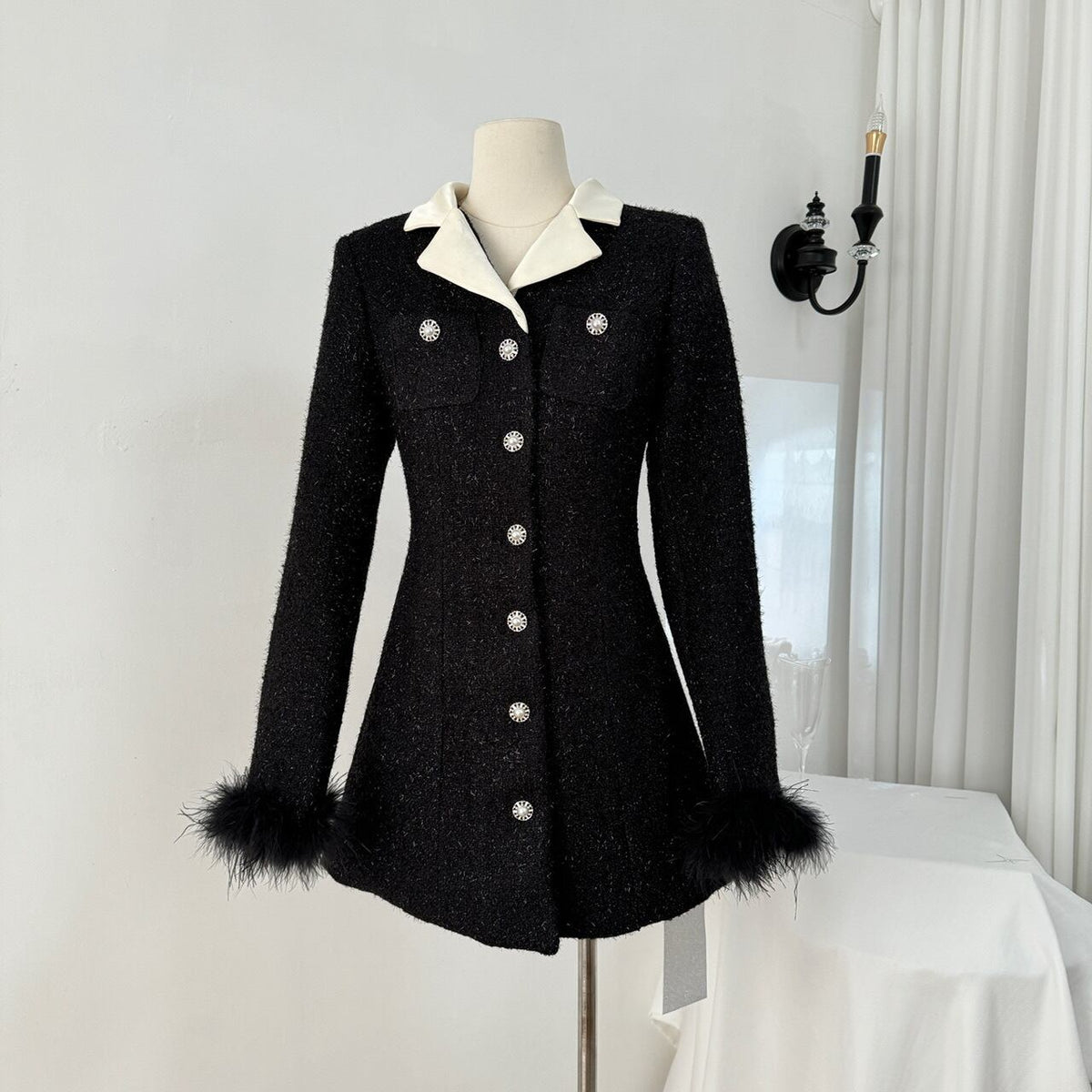 【outer】ファーツイードコート　M27354
