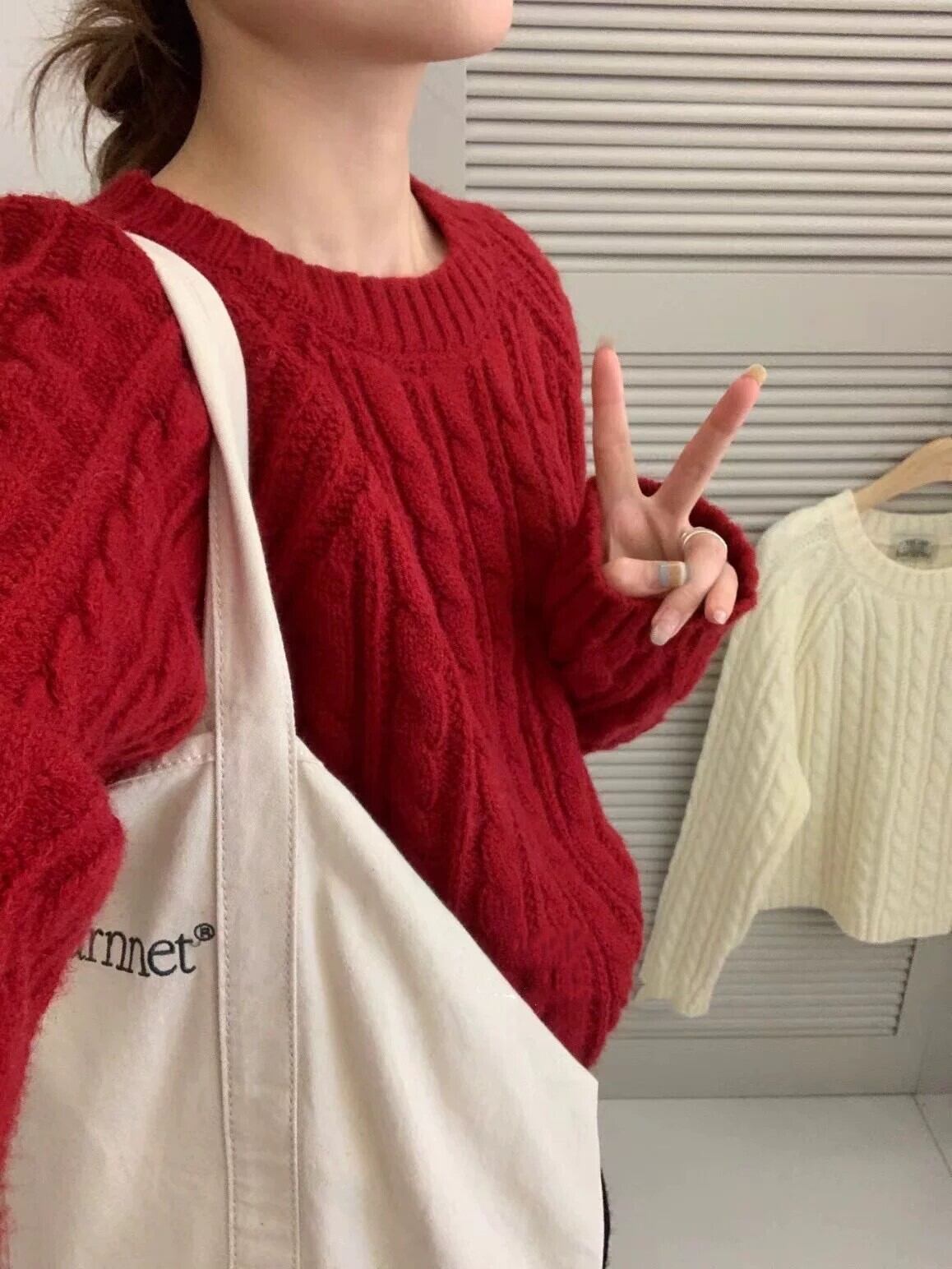 【tops】無地ニットセーター　M27041