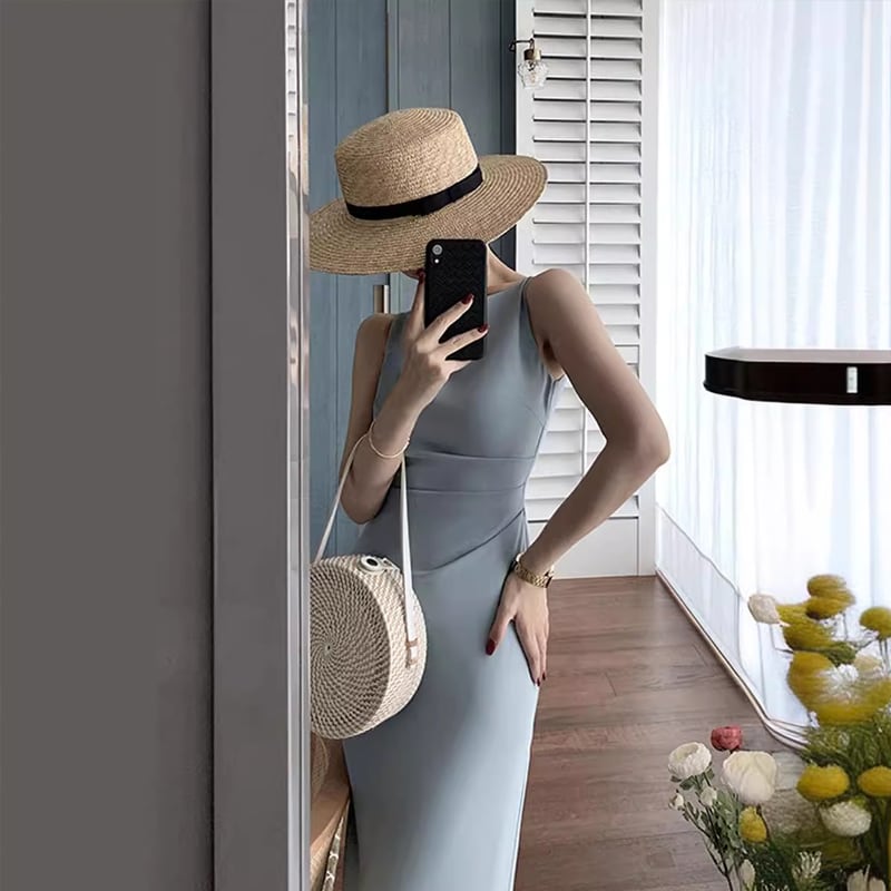 【dress】ノースリーブロングワンピース Q8434