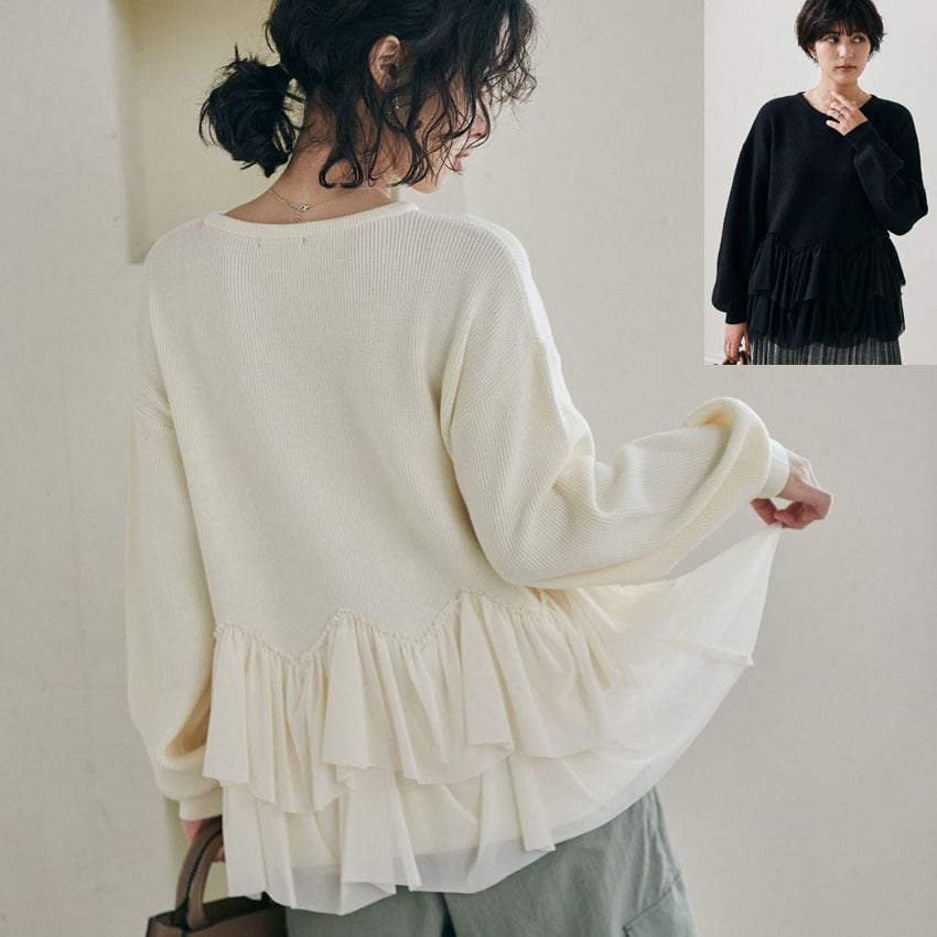 【tops】切り替えニットセーター　M25757