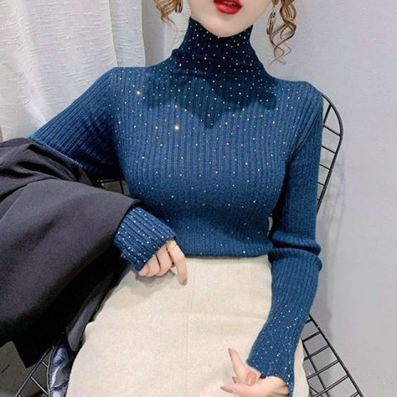 【tops】厚手ハイネックニットセーターG17973