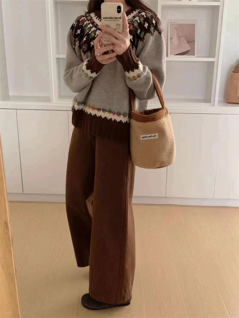 【tops】ジャカードニットセーター　M27138
