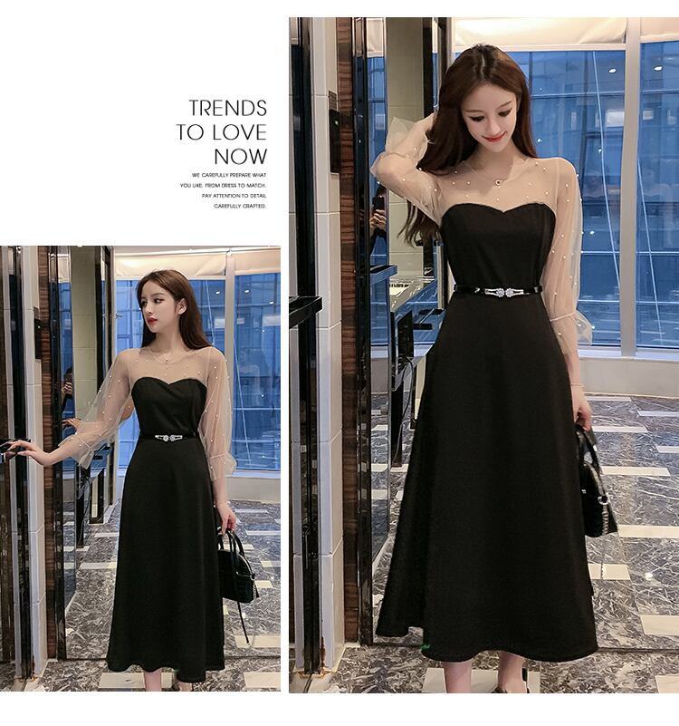 【dress】優しい雰囲気!韓国風気質満点魅力的レトロパフスリーブワンピース G0188