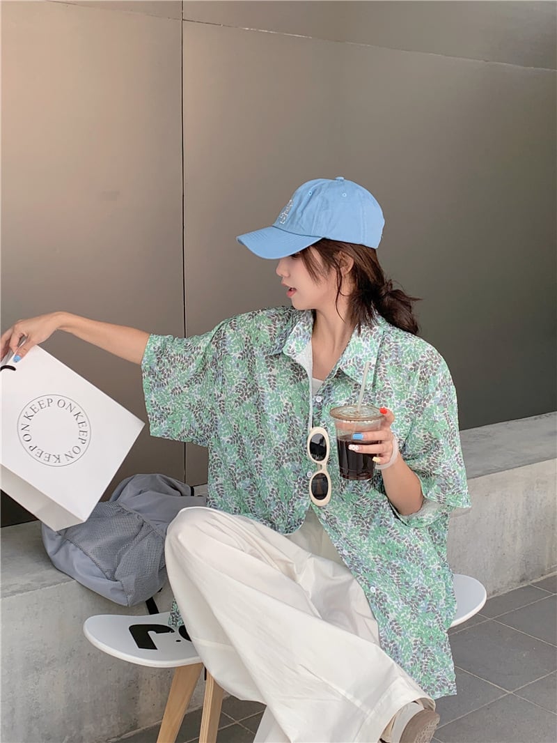 【tops】花柄シャツトップス　M25174