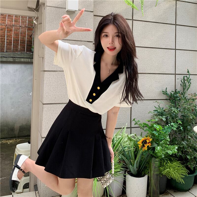 【tops】POLOネックデザインTシャツG21362