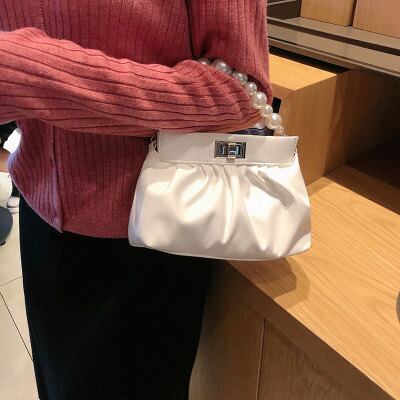 【小物】美人度アップ  高級感 ファッション肩掛け斜め掛パールけジッパーバッグ