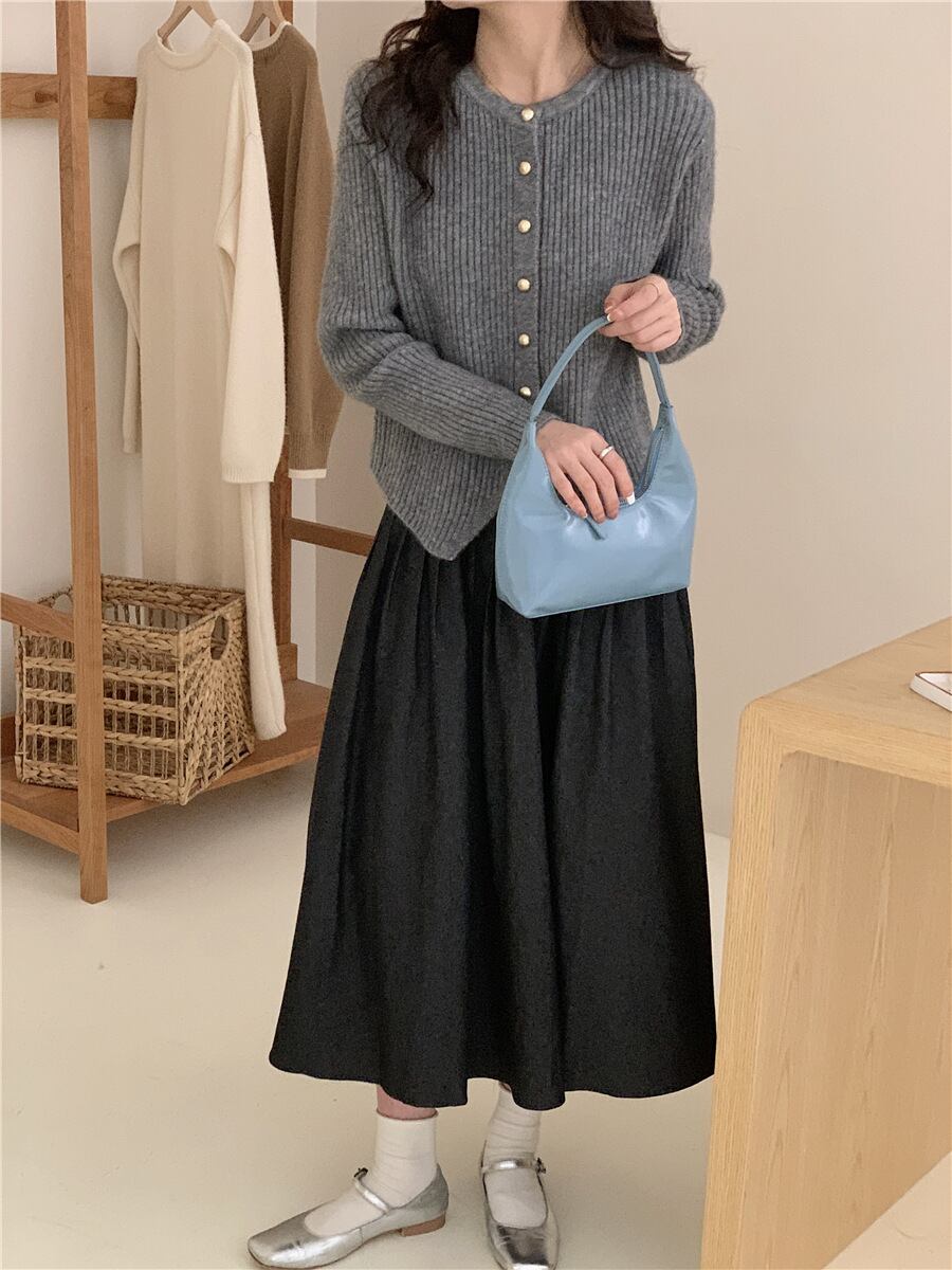 【outer】クルーネックニットカーデ　M18884