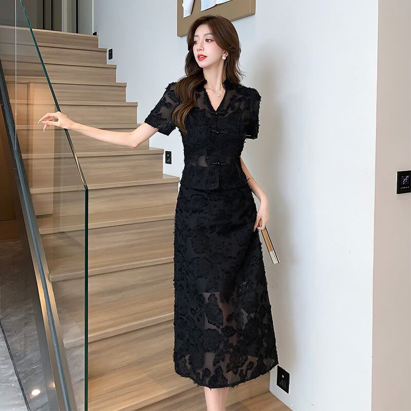 【set】トップス+メッシュスカート２点セットG21381