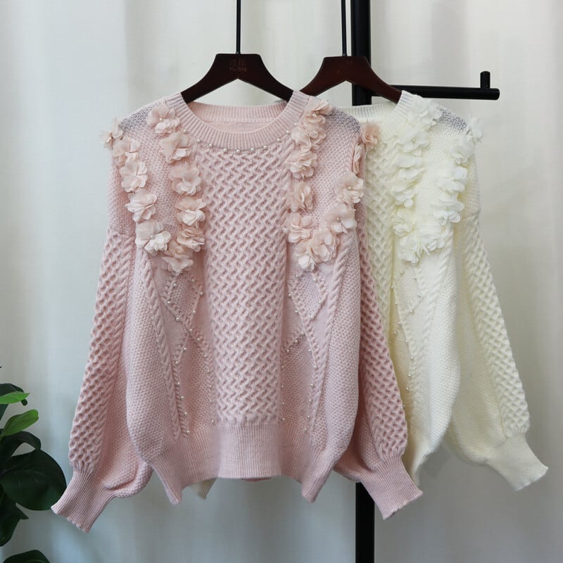 【tops】立体フラワーニットセーター　M28595